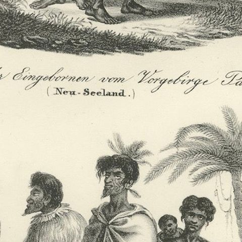 Costumes of the Indigenous People, Cape Palliser & Cook Strait, New Zealand 1836, close-up 5