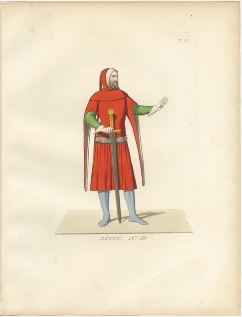 Medieval Knights, Clergy & Nobles, Set of 10 Costume Prints, 1845, view 2