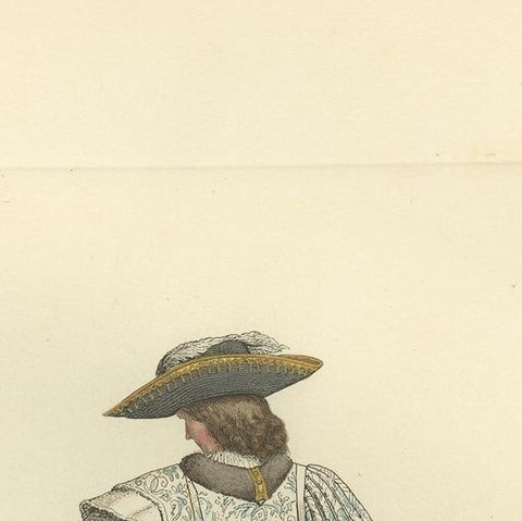 Antique Print of an Italian Nobleman, 14th Century, by Bonnard, 1860, close-up 1