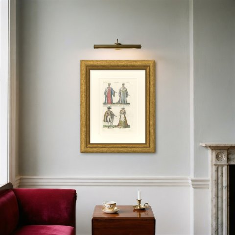 French Court Dress, Grand Judge, Master of the University and Court Lady, 1842, shown framed on a wall