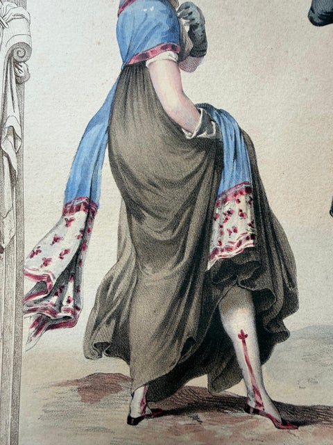 French Directoire Period Costume Lithograph, 1794, Published 1847, view 8