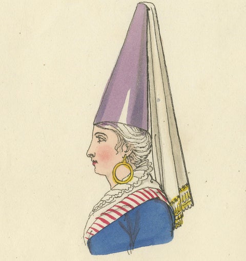 Traditional Head Dresses of Dieppe, France, Costume Study, 1823, close-up 3