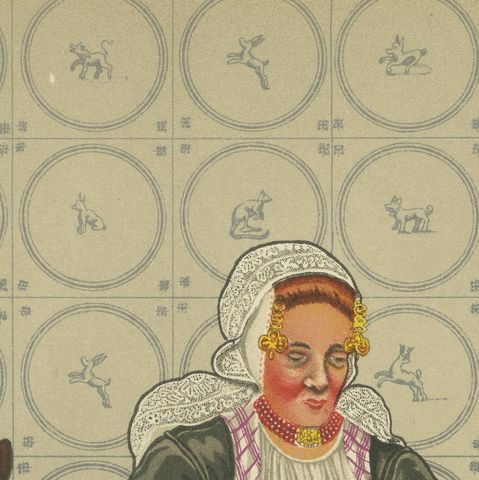 Walcheren Town Dress: Middelburg-Ambacht Women at a Cheese Press, 1932, close-up 5