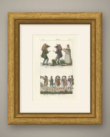 Mountain People of the Riesengebirge and a Wedding Procession, 1842, shown framed