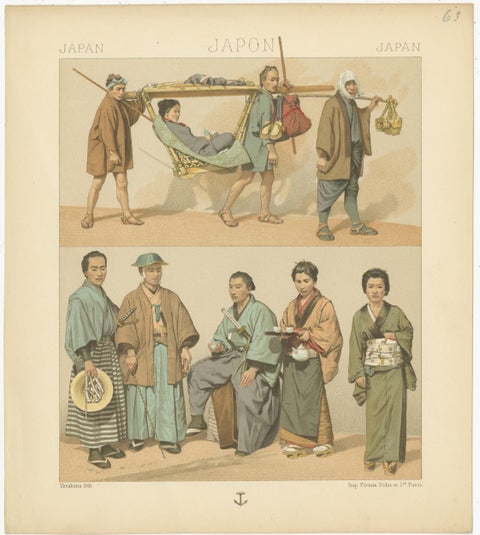 Antique Print of Japanese Costumes, 'circa 1880', view 3