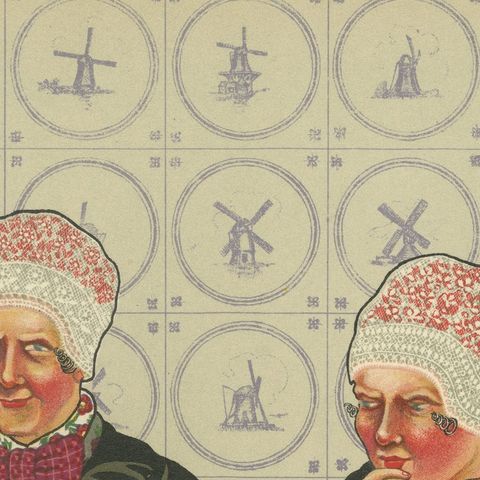 Colorful Doornspyk Market Women in Apenjak Coats, Dutch Costume Print, 1932, close-up 6
