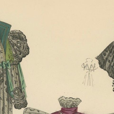 Victorian Splendor: Elegant Shawls and Mantles in Lithograph, Published in 1889, close-up 5