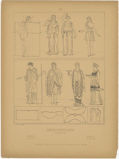 Set of 9 Antique Greek Costume and Antiquity Prints by Wasmuth, Berlin c.1900, view 5