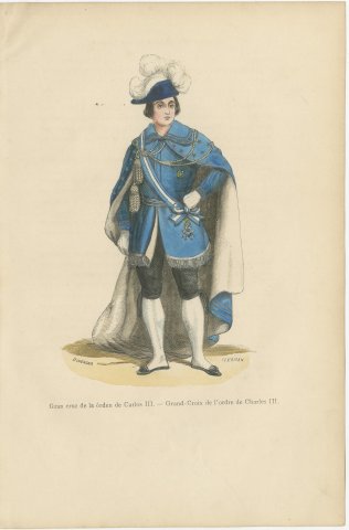 Grand Cross of the Order of Charles III, Costume Plate, Wood Engraving, 1844, view 2