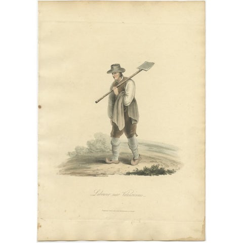 Antique Engraving of a Laborer Near Valenciennes in the North of France, 1817, view 2