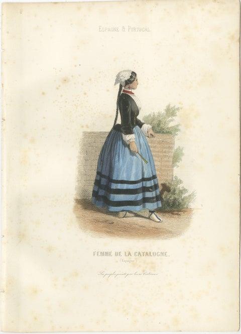 Set of Four Antique Portuguese & Madeira Folk Costume Engravings, circa 1850, view 4