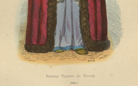 Elegant Tartar Woman from Tomek: 19th-Century Hand-Colored Portrait, close-up 1