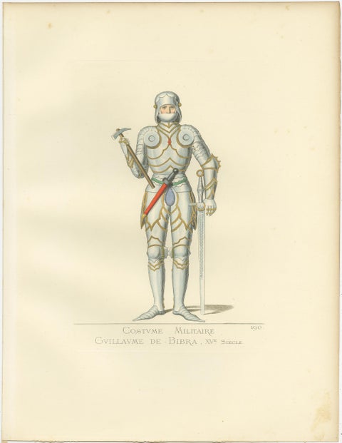 Antique Print of Guillaume de Bibra in Military Costume by Bonnard, 1860, view 2