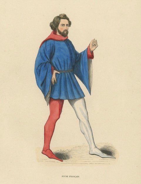 French Youth in Traditional Medieval Attire, 1847, close-up 3