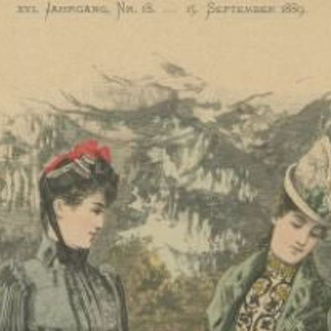 Antique Fashion Print from Germany by Dürr, 1889, close-up 1