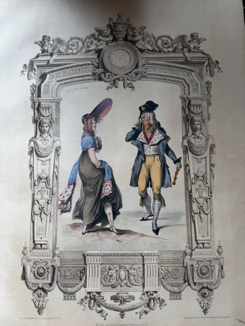 French Directoire Period Costume Lithograph, 1794, Published 1847, view 2
