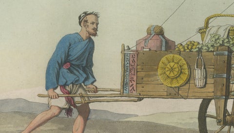 Chinese Wind Chariot Merchant, Ferrario Costume Print, Hand-Colored c.1815, close-up 5