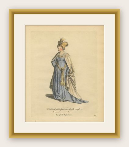 Thessalonian Bride Costume Print - Ottoman Dress Engraving, Jefferys, 1749, shown framed