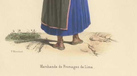 Peruvian Women of Lima, Cheese Seller and Regional Costume, Original 1841, close-up 6