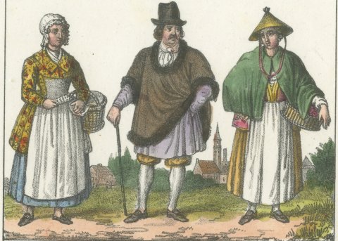Dutch Woman, Man and Woman of Scheveningen and the Beach, 1842, close-up 1