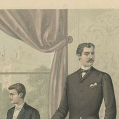 Antique Print of Men's Fashion in March 1889 by Klemm & Weiss, c.1900, close-up 1