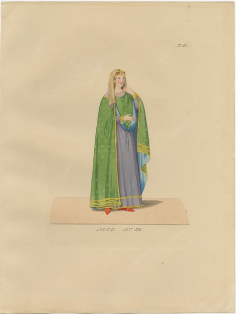 Venetian Nobleman and Noblewoman Costume Prints, Camille Bonnard, 1845, view 2