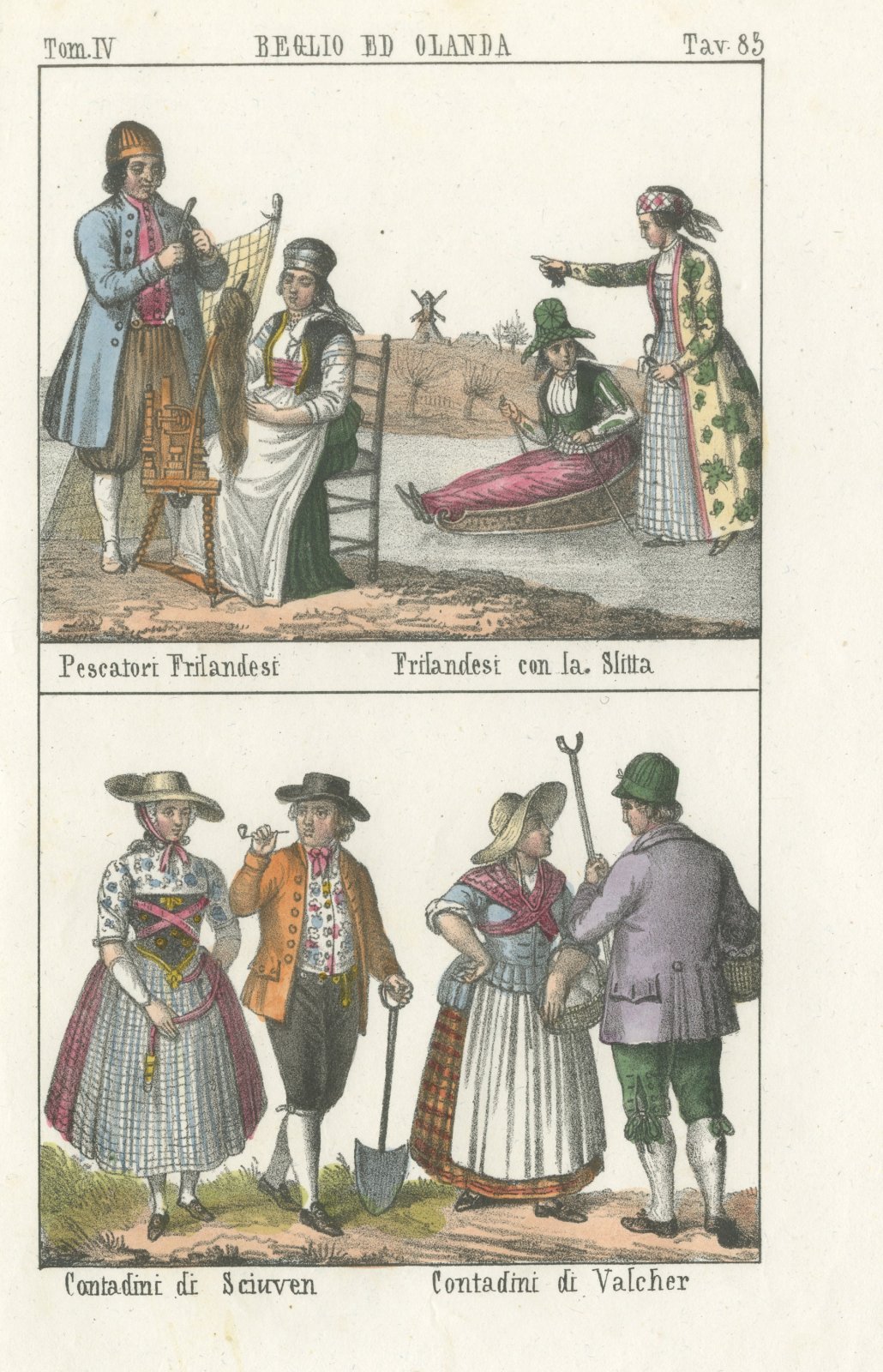 Frisian Fishermen, a Sledge on Ice and Peasants of Schouwen and Walcheren, 1842