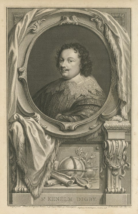 Antique Portrait of Sir Kenelm Digby, English Courtier and Diplomat, view 3