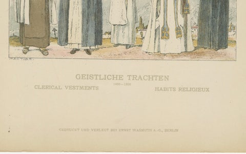 Catholic Religious Costume Study, Hand-Colored Print, Published ca.1880, close-up 4