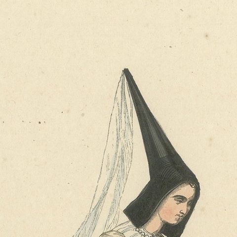 Elegance of the Past: Margaret of York in 'Costume du Moyen Âge', 1847, close-up 5