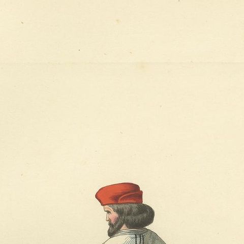Antique Print of a Venetian Nobleman, Italy, 15th Century, by Bonnard, 1860, close-up 1