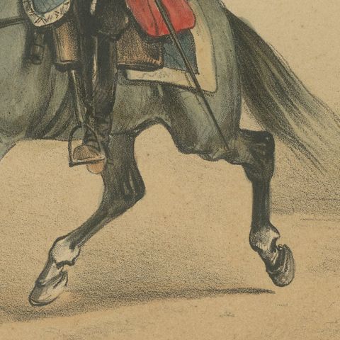 Spanish Cavalry Lithograph by José Rubio y Villegas: Sabre Officers, 1861, close-up 4