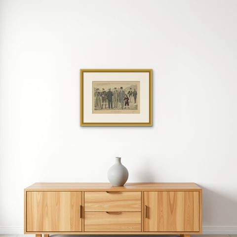 Antique Print of Fashion in July 1896 by Klemm & Weiss, c.1900, shown framed on a wall
