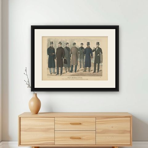 Antique Print of Fashion in November 1882 by Klemm & Weiss, circa 1900, shown framed on a wall