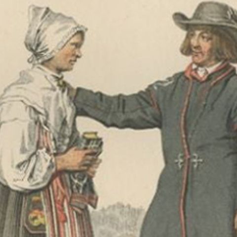 Antique Costume Print of Leksand in Sweden, circa 1864, close-up 2