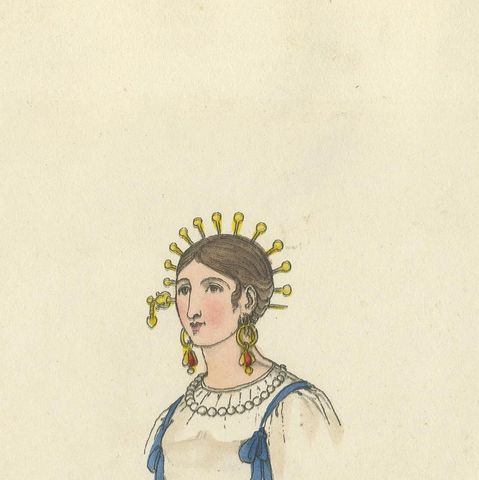 Italian Regional Costumes: Sarzana, Sesto, Rome and Florence, 1823, close-up 6