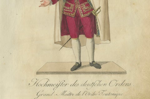 Grand Master of the Teutonic Order: 1791 Colored Engraving in Ceremonial Robes, close-up 2