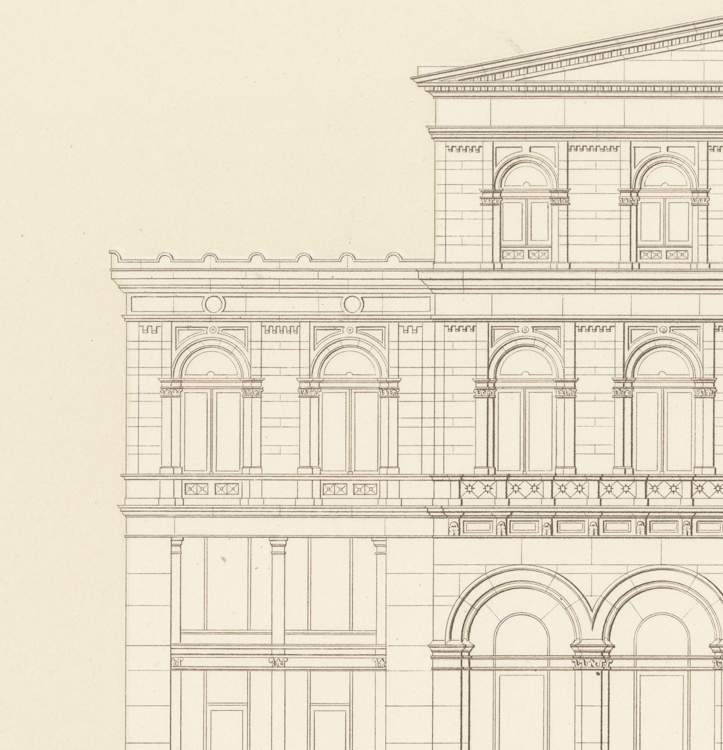 Unbuilt Rotterdam Post Office, Dutch Architecture Print, Leliman, 1865-1866, view 2