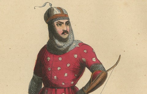 Circassian and Imeretian Princes in Traditional Attire, 1844 Lithographs, close-up 3