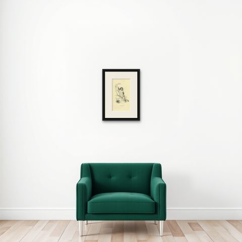 Native of Carteret Harbour, Antique Wahlen Costume Print, 1843-1844, shown framed on a wall