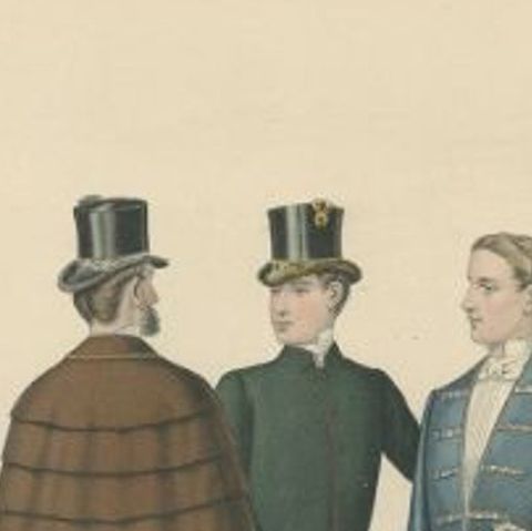 Antique Print of Men's Fashion, Published in January 1886, circa 1900, close-up 1