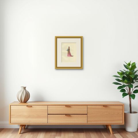 Antique Print of an Italian Noblewoman, 15th Century, by Bonnard, 1860, shown framed on a wall