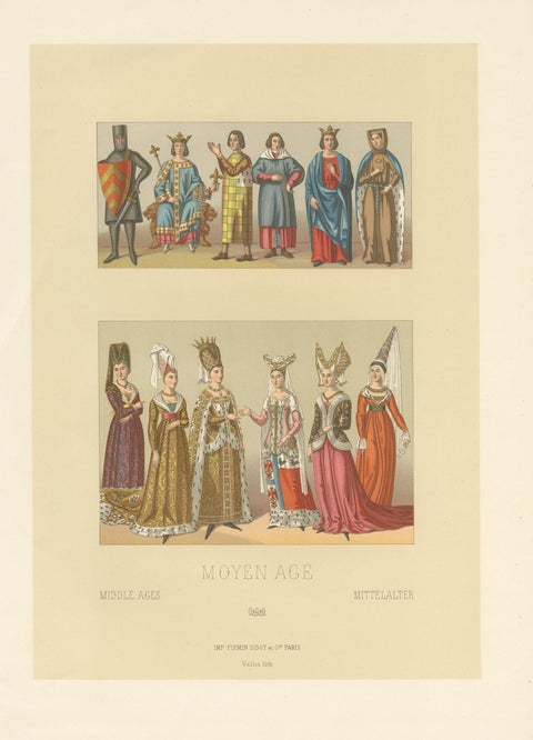 Antique Print of Costumes of the Middle Ages by Racinet '1888', view 2