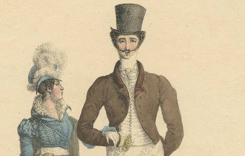 Costume de Printemps, Elegant Early 19th-Century French Fashion Engraving, close-up 3