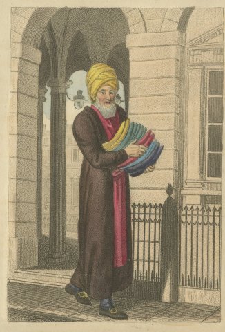 Slipper Seller at Somerset House, Cries of London, 1804, close-up 1
