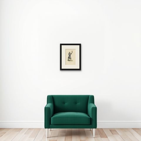 The Noble Sport: A German Falconer in 'Costume du Moyen Âge, 1847, shown framed on a wall