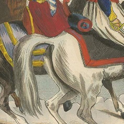 Antique Costume Print of Egyptian Horsemen by Wahlen, 1843, close-up 1