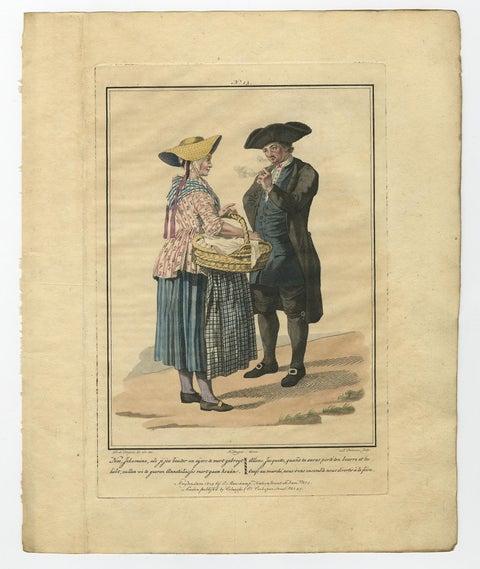 Set of 4 Antique Prints of Dutch Costumes by Maaskamp '1805', view 4
