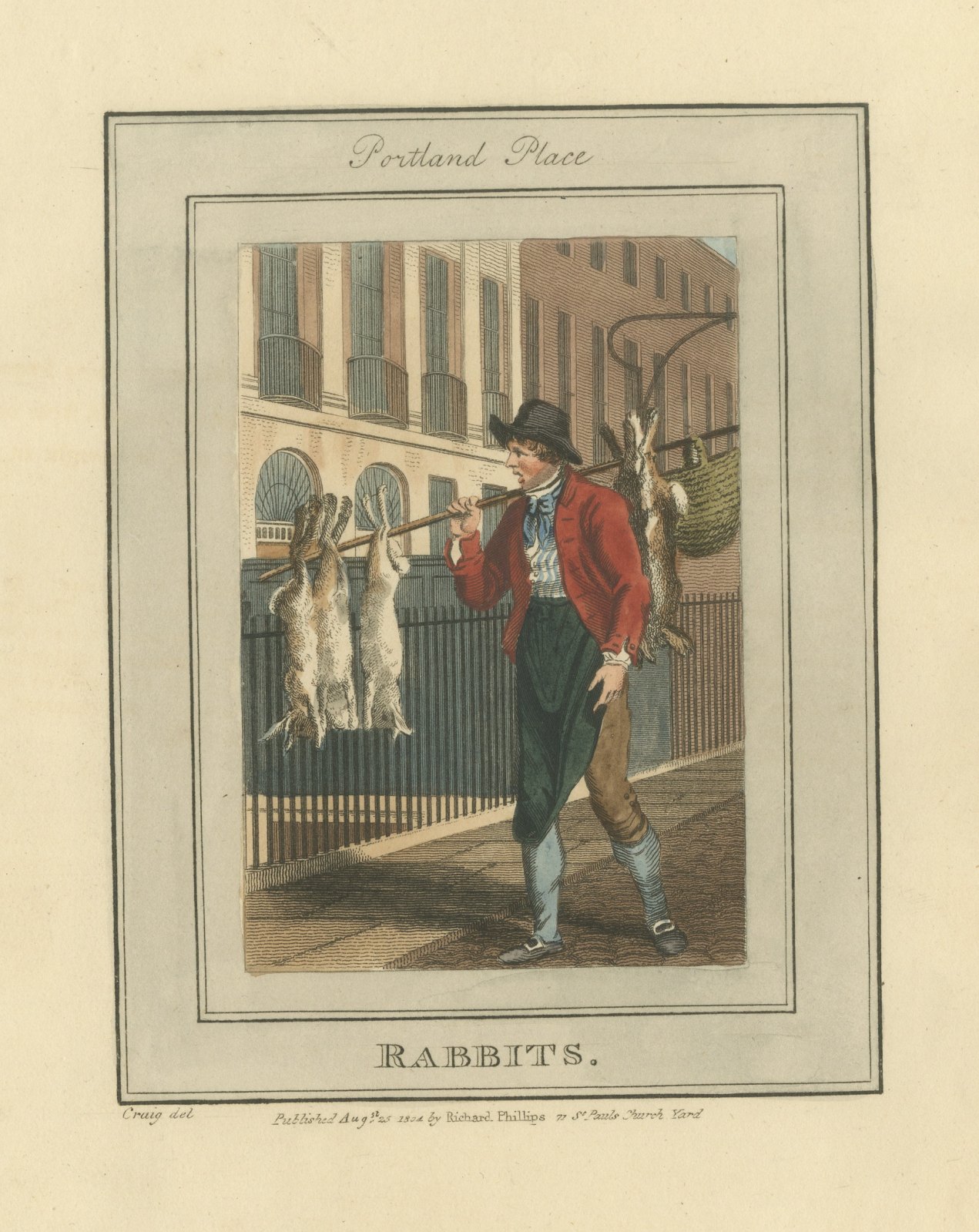 Rabbit Seller in Portland Place, Cries of London, 1804