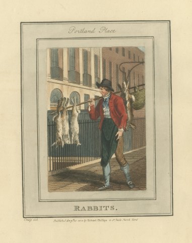 Rabbit Seller in Portland Place, Cries of London, 1804